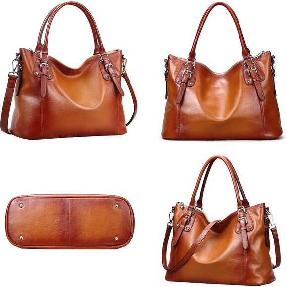 Luxury Cowhide Leather Satchel & Crossbody Bag - Stylish & Functional Design - Picture 4 of 8